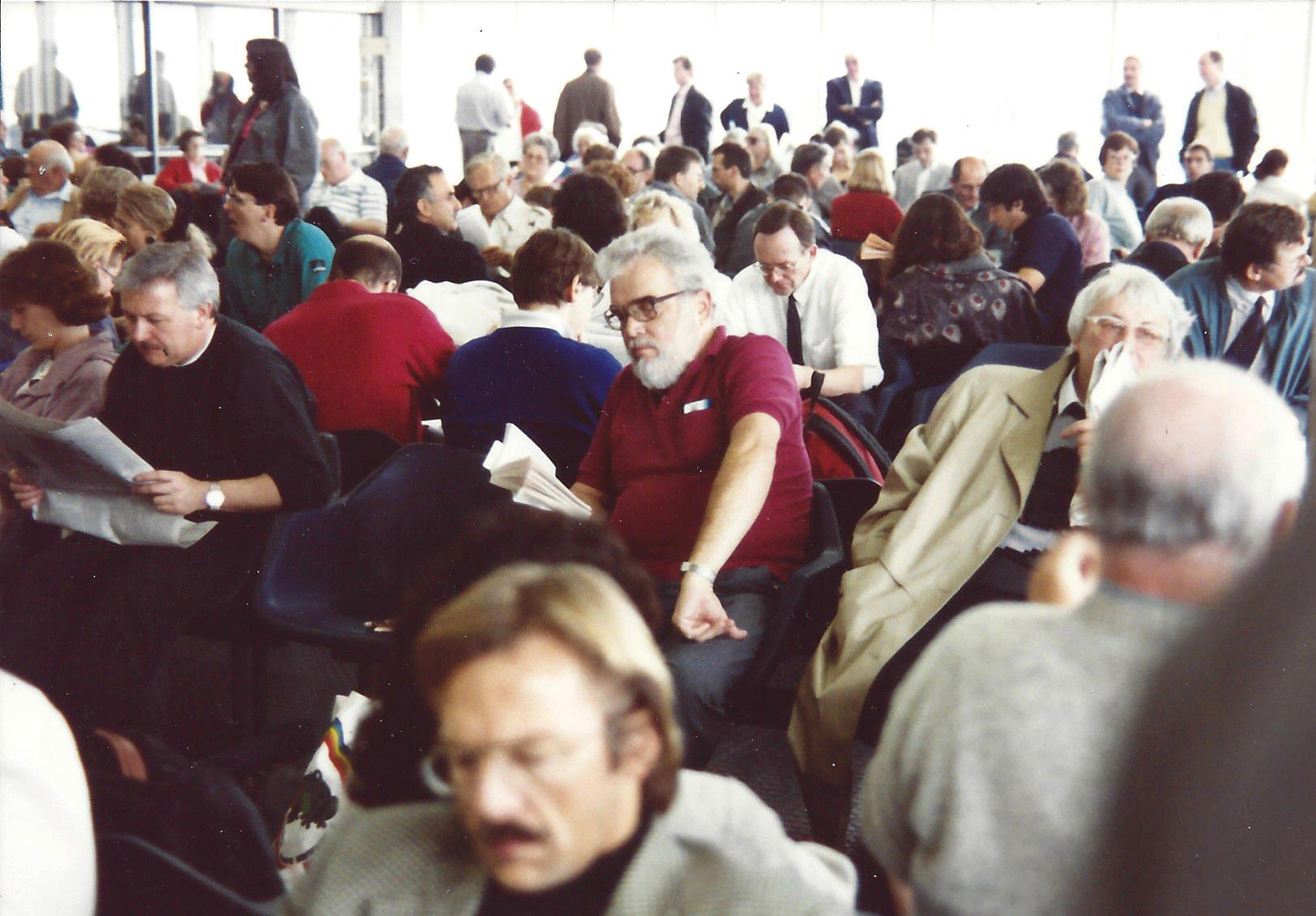 Ken in airport waiting room 1991